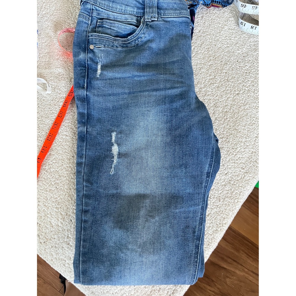 Democracy Ab Solution Skinny Jeans Womens 12 Medium Wash Distressed Ankle Denim - Picture 10 of 11